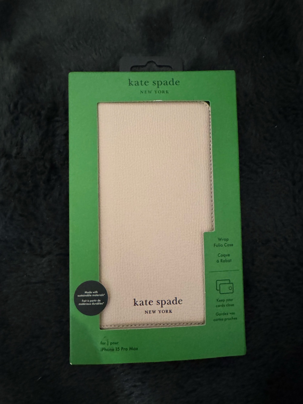 kate spade “pale vellum” folio iPhone 15 pro max phone case